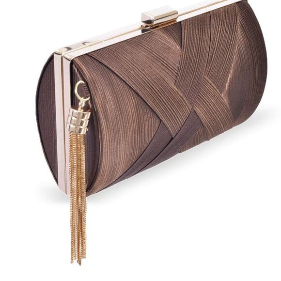 Women’s Satin Evening Clutch Bag Party Wedding Purse with Detachable Chain - Picture 3 of 9